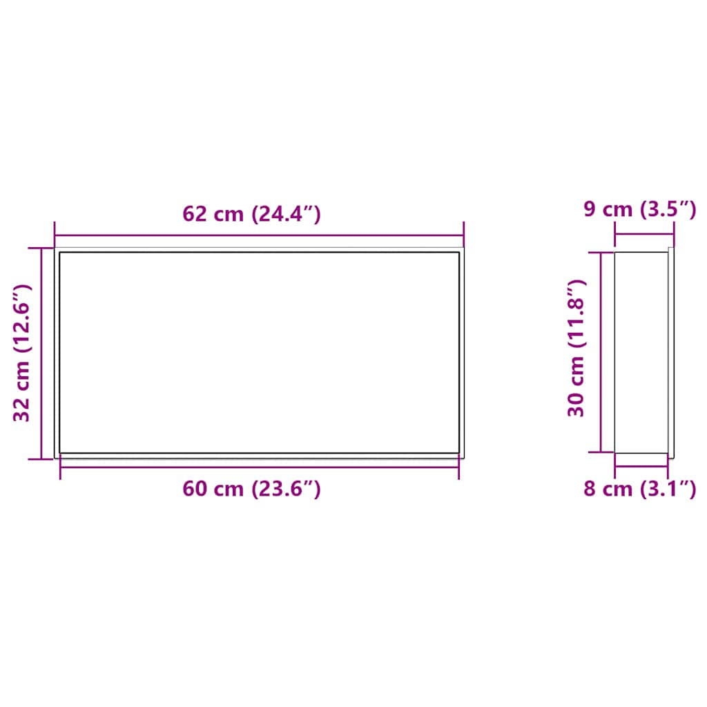 Nicchia per Doccia Bianco Opaco 62x32x9cm in Acciaio Inox | homemem39