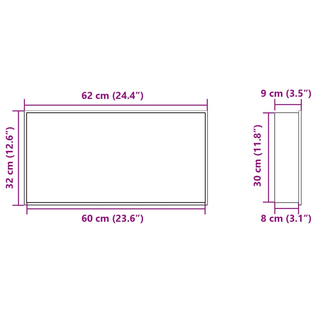 Nicchia per Doccia Bianco Opaco 62x32x9cm in Acciaio Inox - homemem39