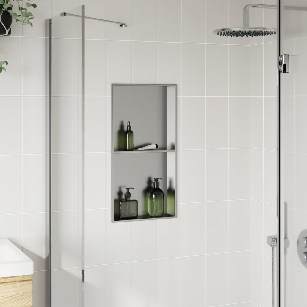 Nicchia per Doccia Argento Spazzolato 32x62x9cm in Acciaio Inox - homemem39
