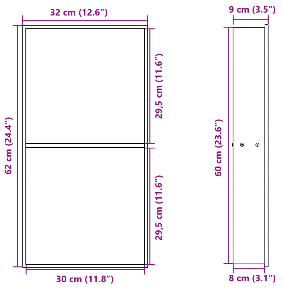 Nicchia per Doccia Argento Spazzolato 32x62x9cm in Acciaio Inox | homemem39