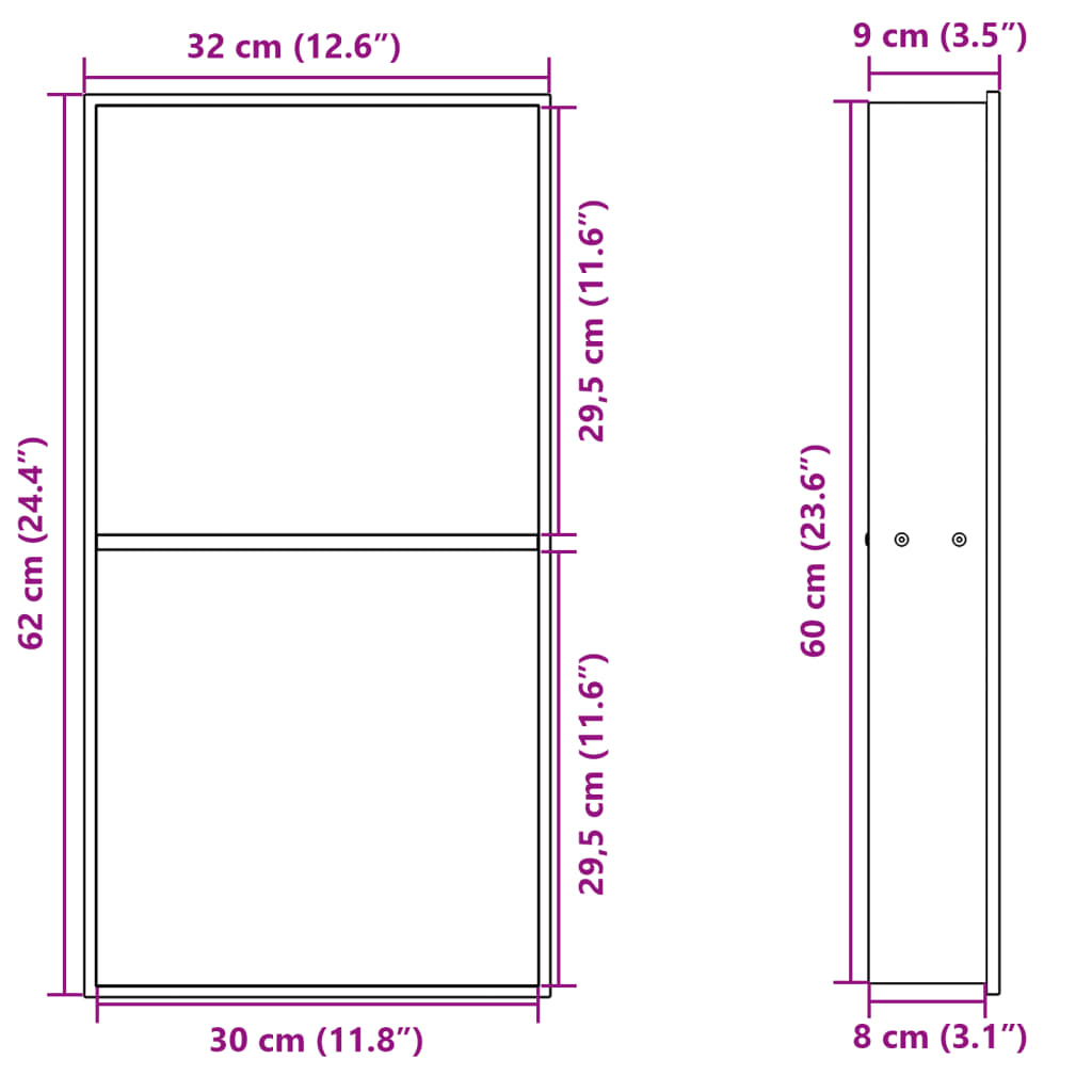 Nicchia per Doccia Bianco Opaco 32x62x9cm in Acciaio Inox | homemem39
