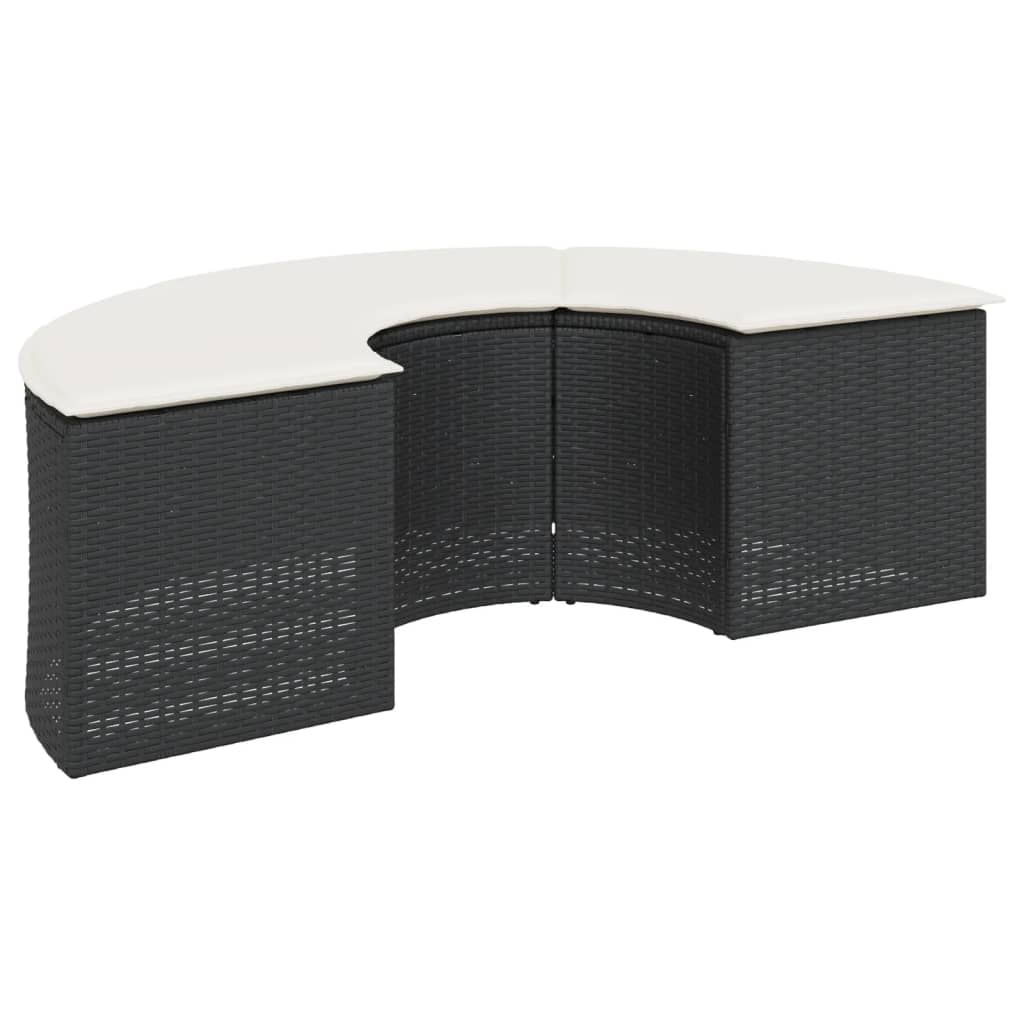 Poggiapiedi da Giardino con Cuscino in Polyrattan Nero - homemem39