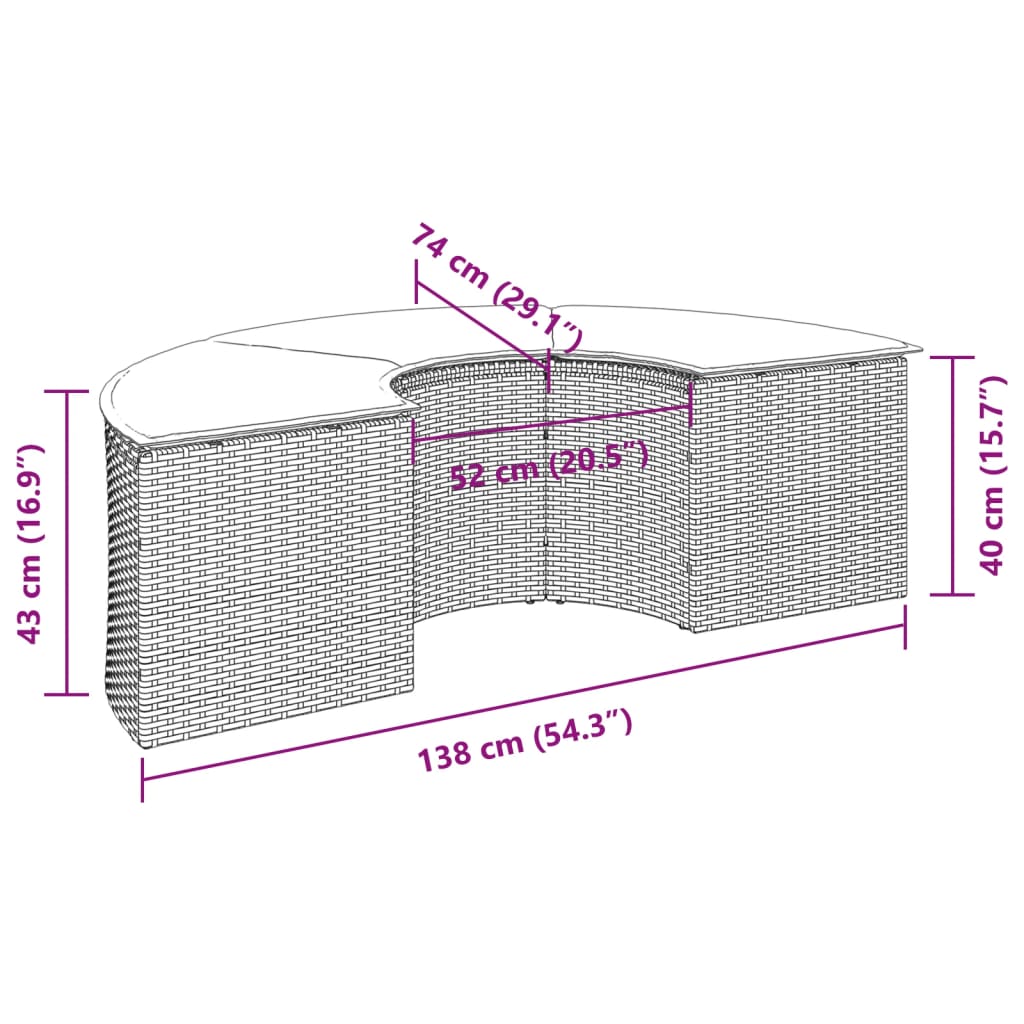 Poggiapiedi da Giardino con Cuscino in Polyrattan Nero - homemem39