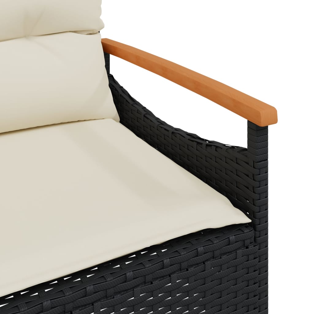 Set Divani da Giardino 3 pz con Cuscini in Polyrattan Nero