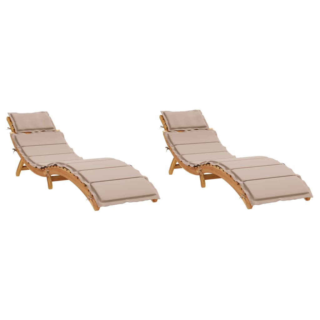 Lettini Prendisole con Cuscini 2 pz Legno Massello di Acacia - homemem39