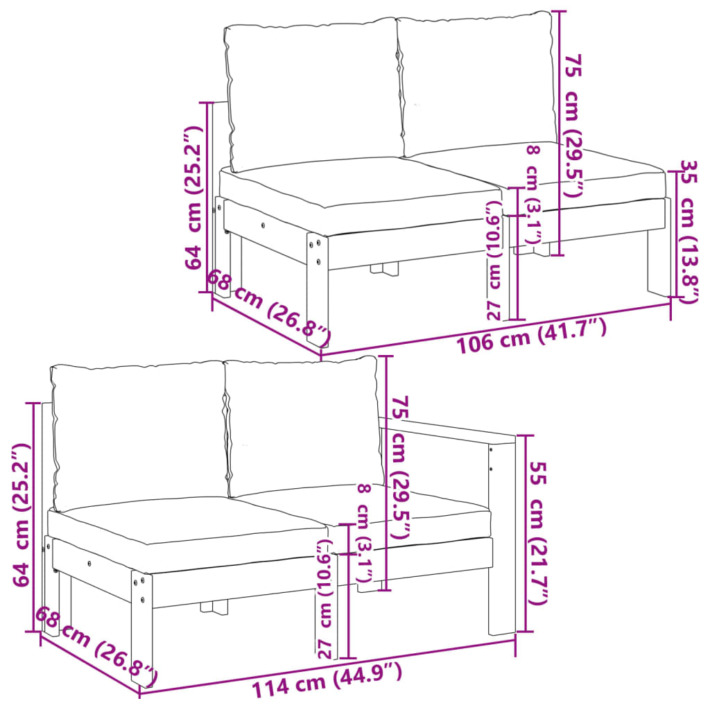 Set Divano da Giardino 8pz con Cuscini Legno Massello di Acacia | homemem39
