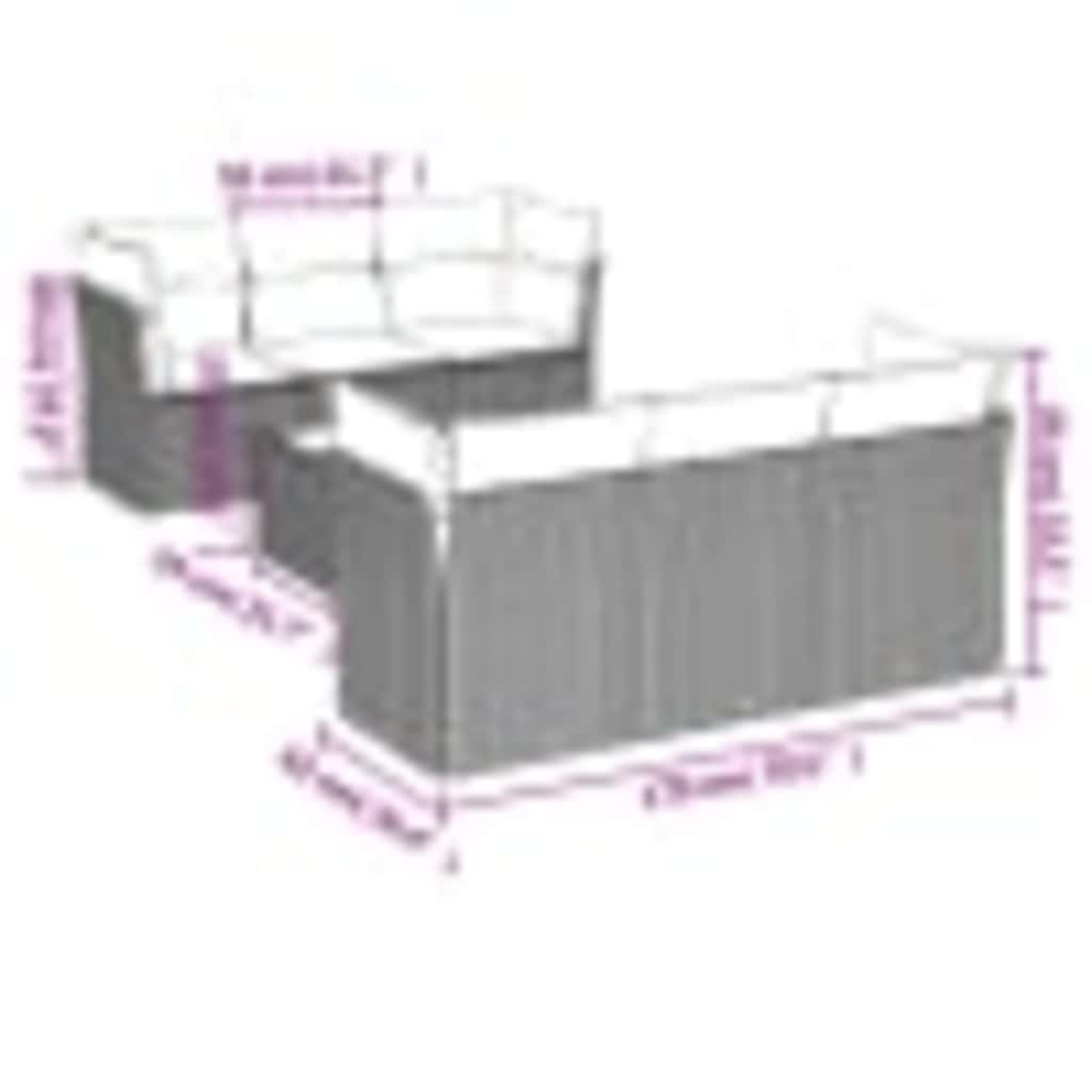 Set Divani da Giardino 7pz con Cuscini Grigio Chiaro Polyrattan | homemem39