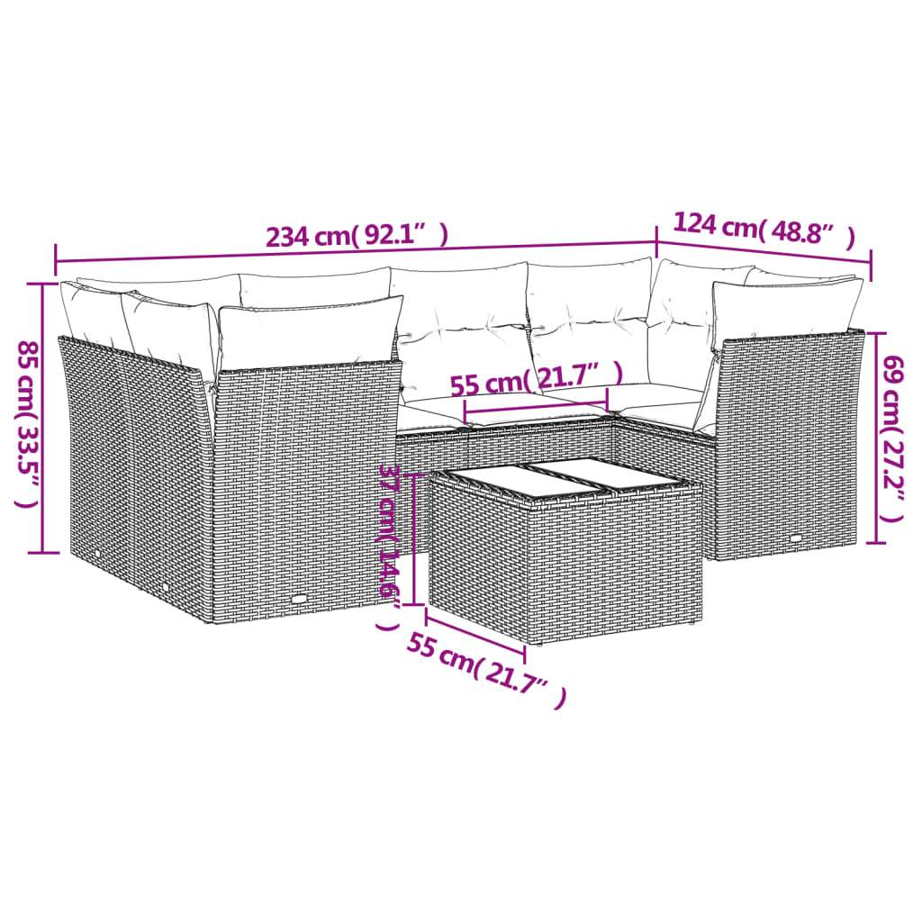 Set Divani da Giardino con Cuscini 7pz Nero Polyrattan | homemem39
