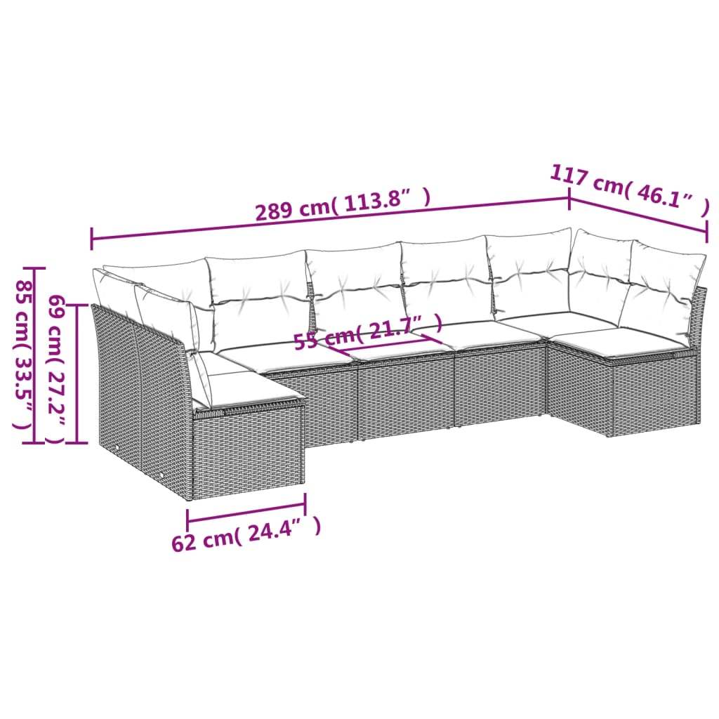 Set Divani da Giardino con Cuscini 7pz Nero Polyrattan | homemem39