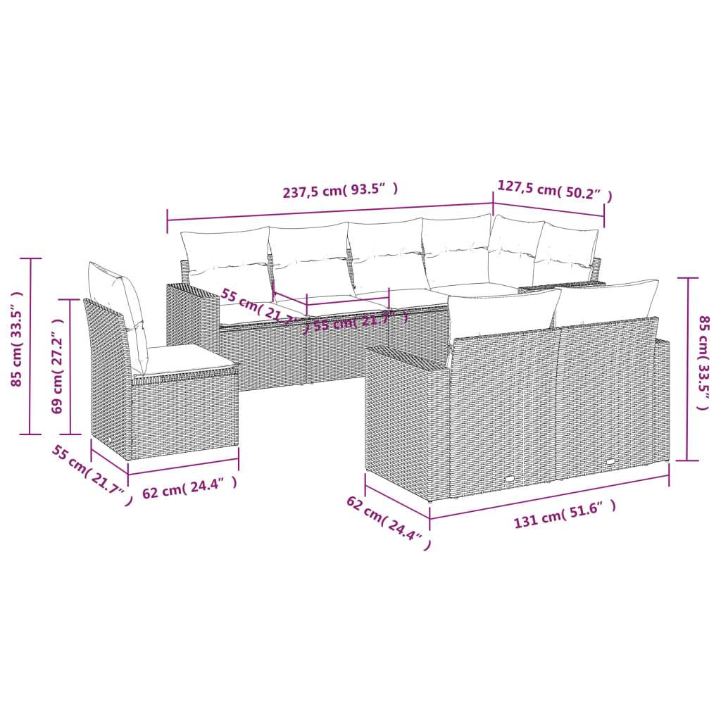 Set Divani da Giardino con Cuscini 8 pz Nero in Polyrattan | homemem39