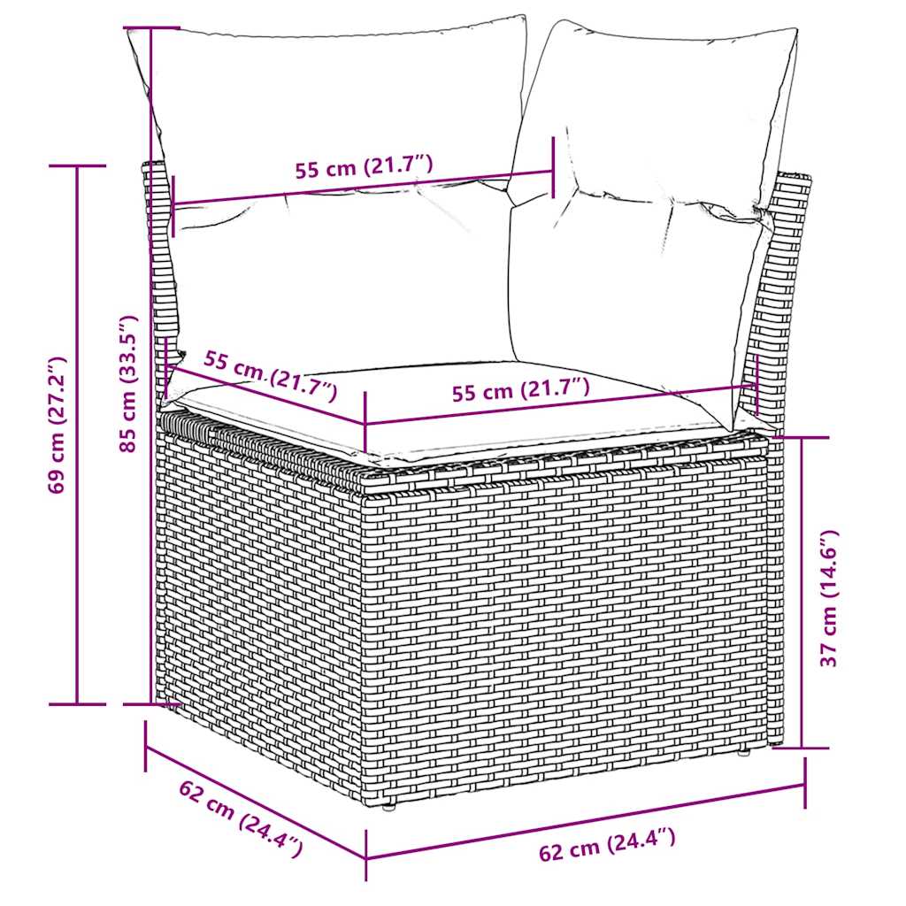 Set Divano Giardino 10 pz con Cuscini Grigio Chiaro Polyrattan | homemem39