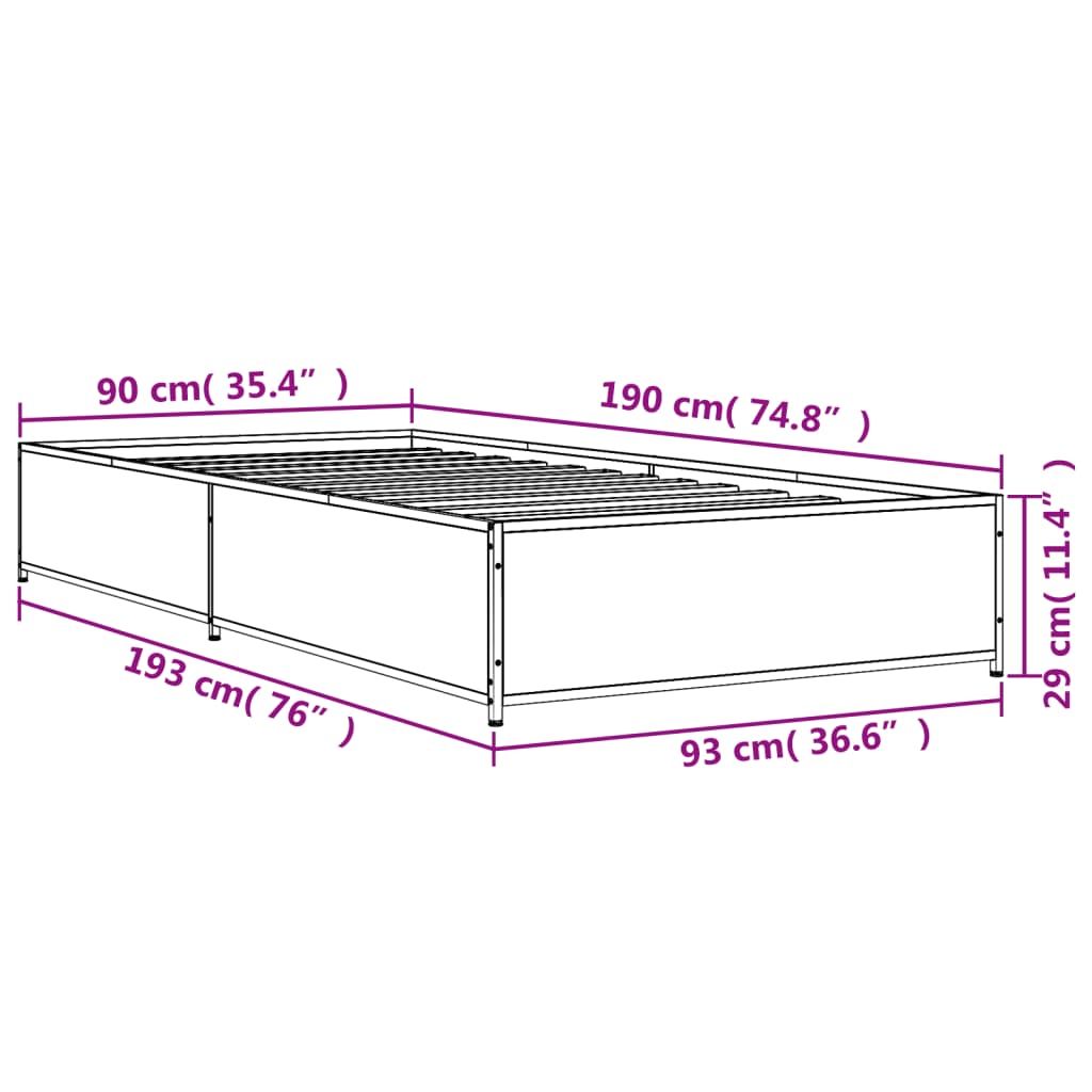 Giroletto Nero 90x190 cm in Legno Multistrato e Metallo | homemem39