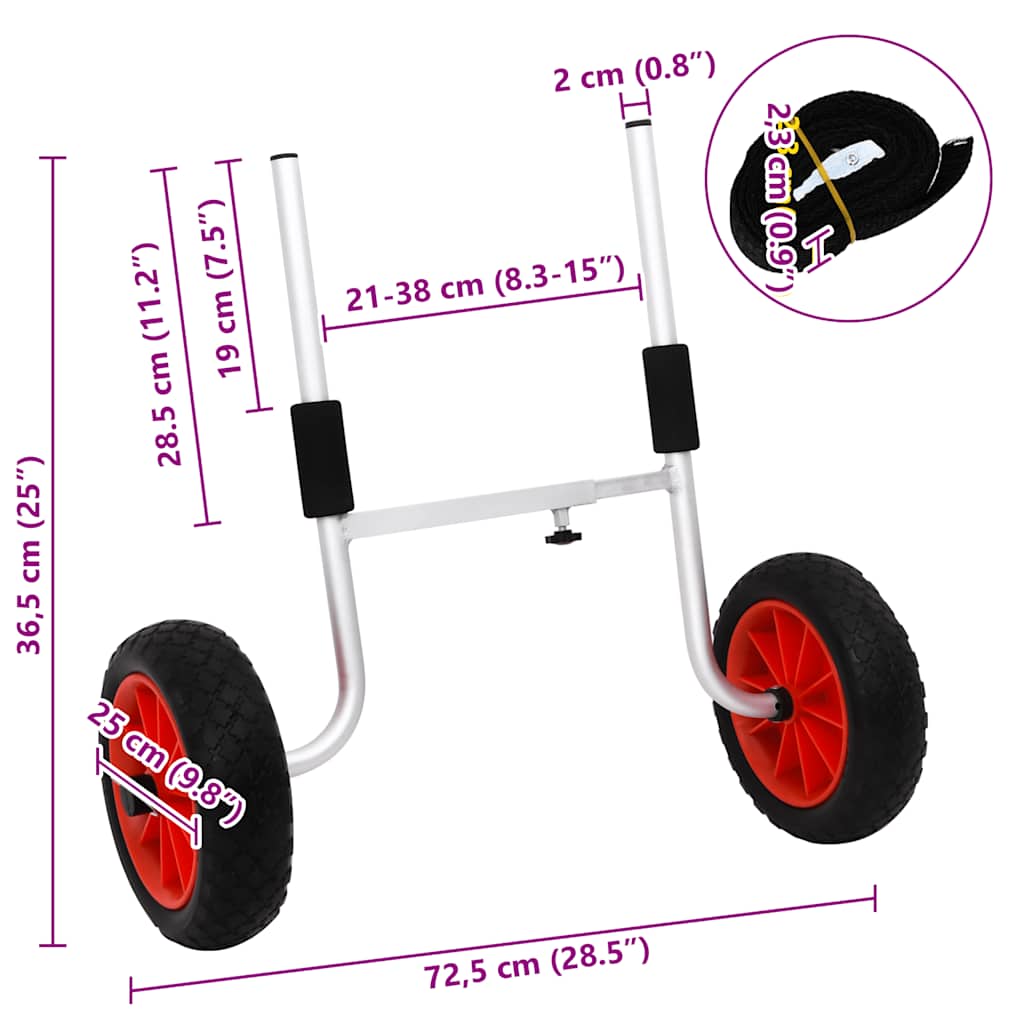 Carrello per Kayak 90 kg in Alluminio | homemem39