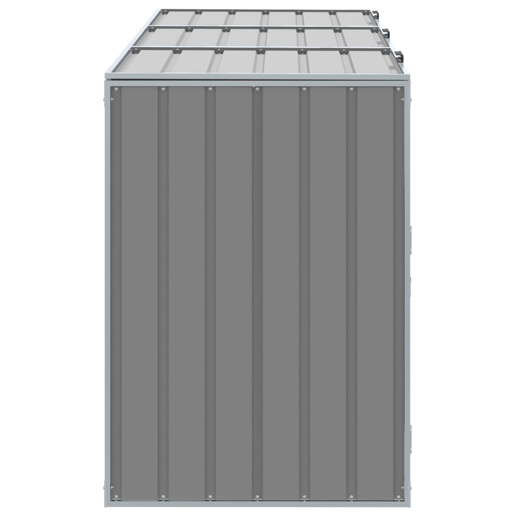 Copribidone con Ruote per 3 Bidoni Grigio 216x81x115 cm Acciaio - homemem39