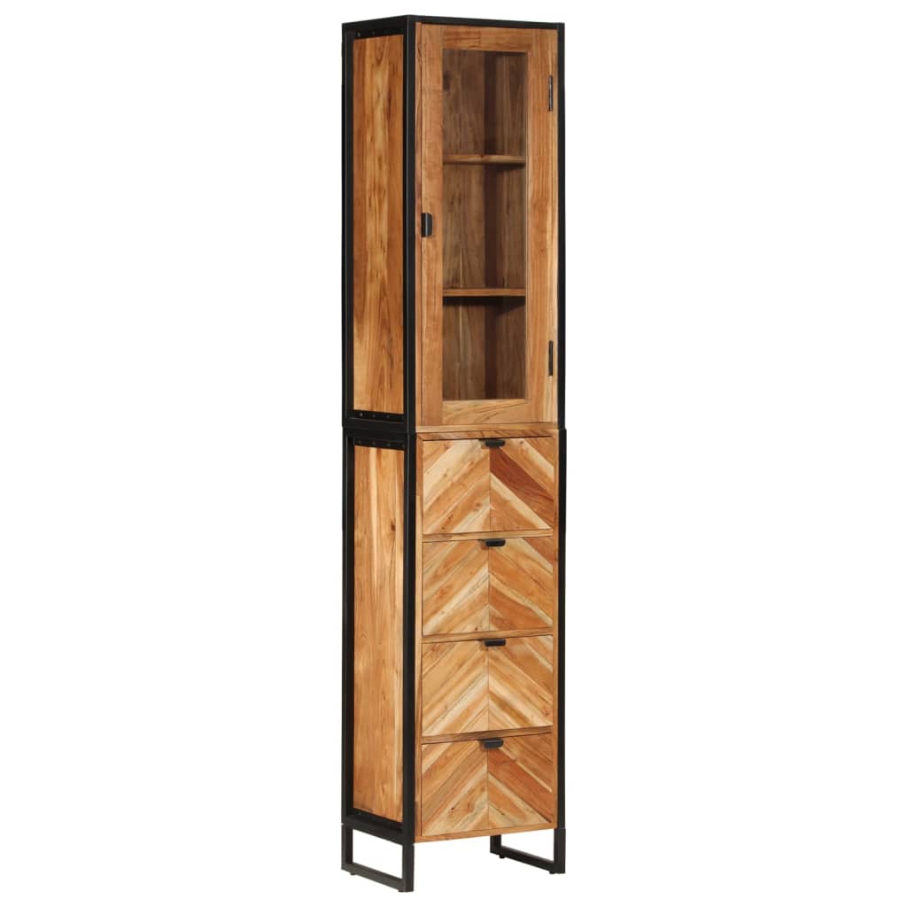 Mobile da Bagno 40x27x190 cm in Ferro e Legno Massello Acacia | homemem39