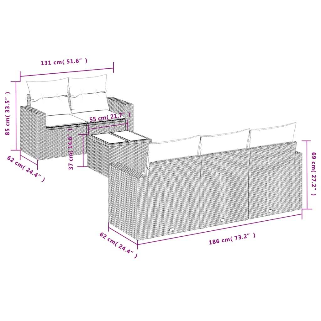 Set Divano da Giardino 6 pz con Cuscini Nero in Polyrattan | homemem39