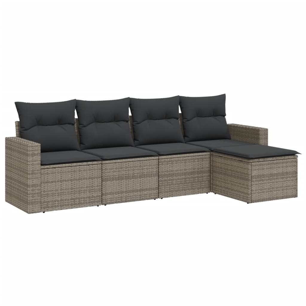 Set Divano da Giardino 5 pz con Cuscini in Polyrattan