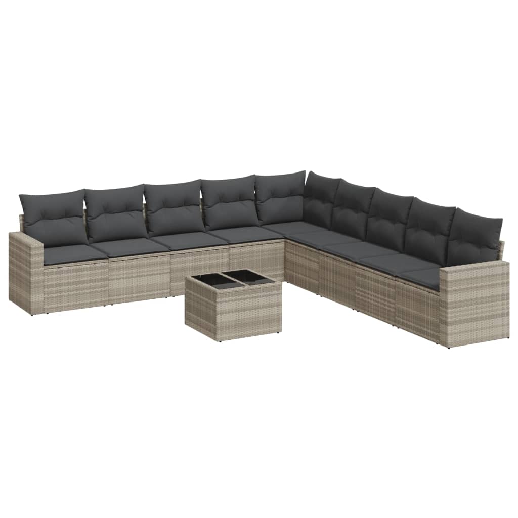 Set Divano da Giardino 10 pz con Cuscini in Polyrattan