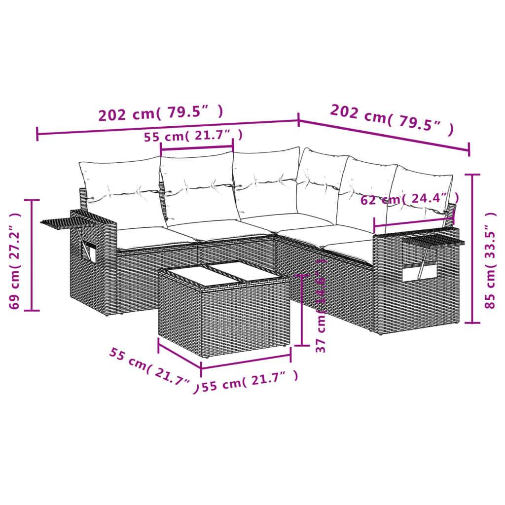 Set Divano da Giardino 6pz con Cuscini Grigio Chiaro Polyrattan - homemem39
