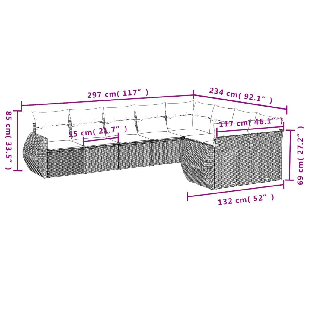 Set Divano da Giardino 9 pz con Cuscini Beige in Polyrattan | homemem39
