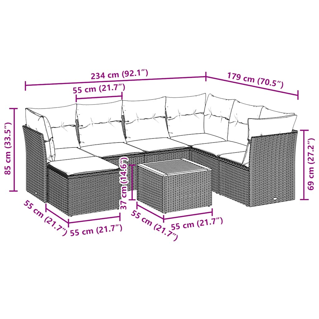 Set Divani da Giardino con Cuscini 8 pz Nero in Polyrattan - homemem39