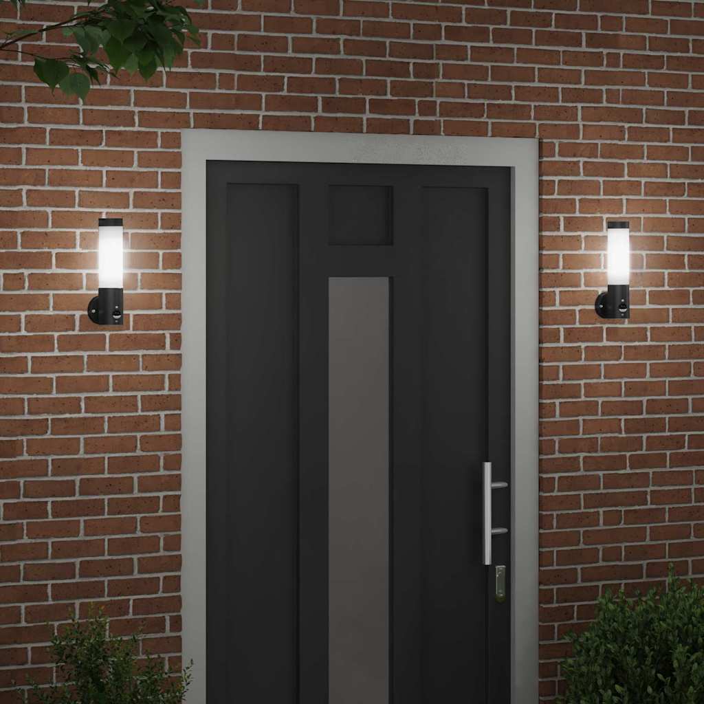Lampade da Parete Esterne 2 pcs Nero 12 x 7.5 x 29 cm
