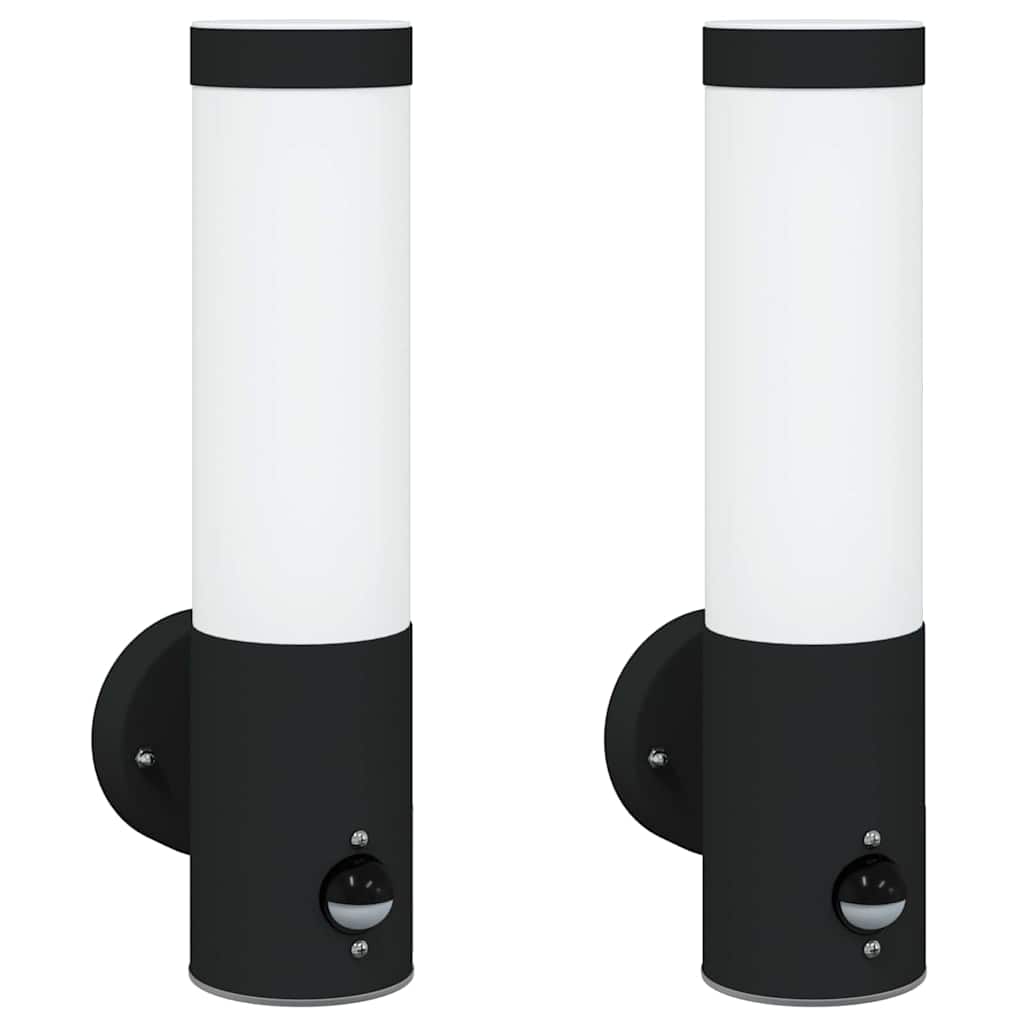 Lampade da Parete Esterne 2 pcs Nero 12 x 7.5 x 29 cm