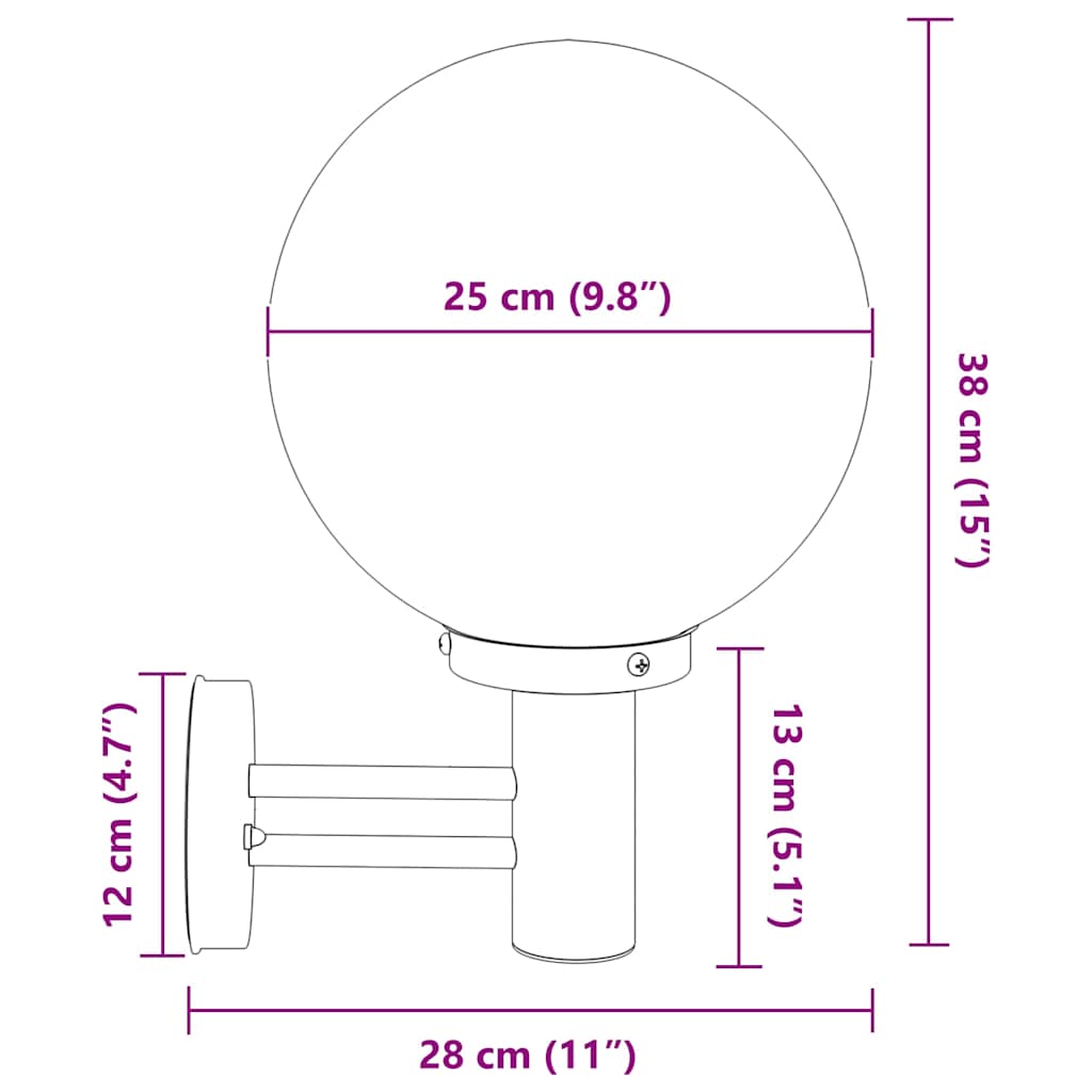 Lampade da Parete Esterne 2 pcs Argento 28 x 25 x 38 cm