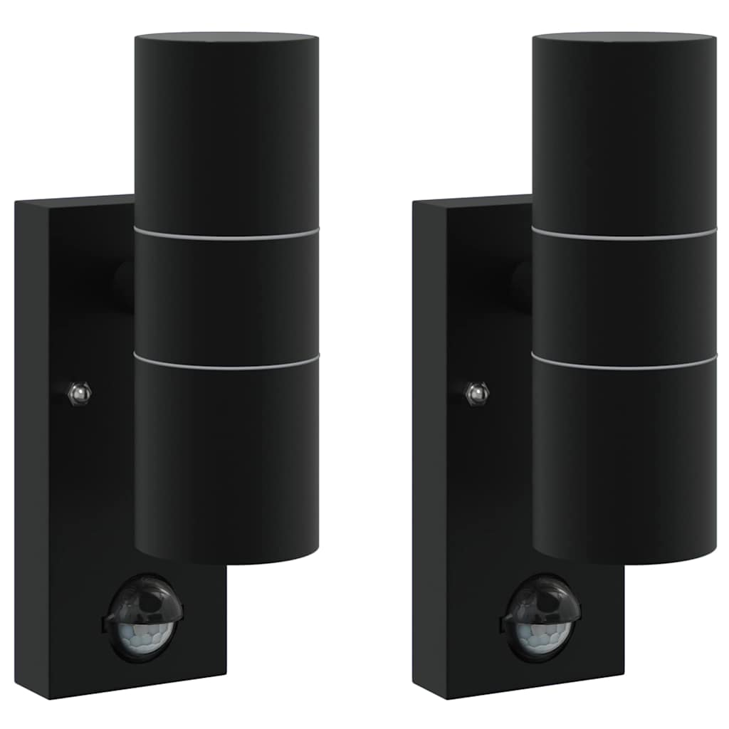 Lampade da Parete Esterne 2 pcs Nero 7 x 10 x 22 cm