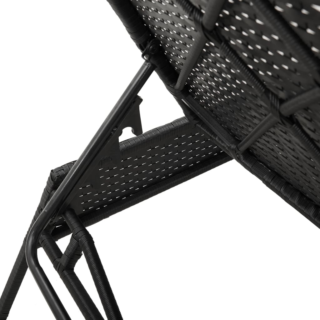 Lettini Prendisole con Cuscini 2 pz Neri in Polyrattan - homemem39