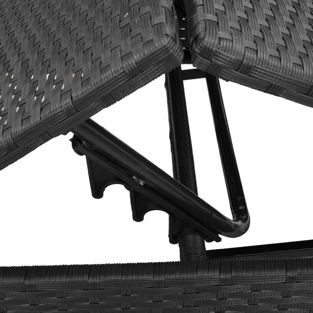 Lettini Prendisole con Cuscini 2 pz Neri in Polyrattan - homemem39