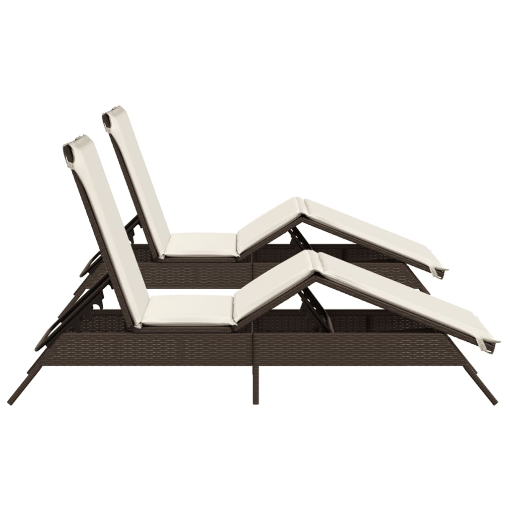 Lettini Prendisole 2 pz con Cuscini Marrone in Polyrattan - homemem39