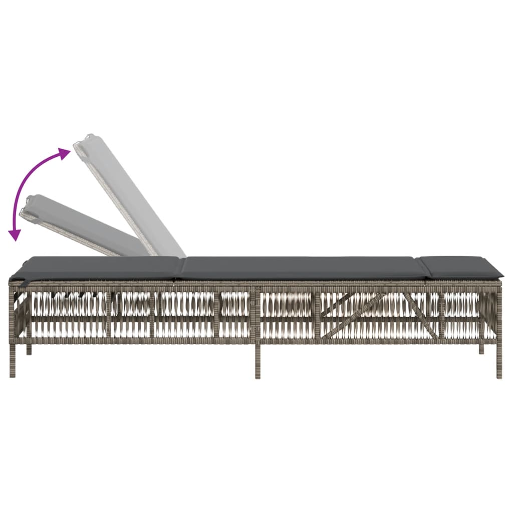 Lettini Prendisole 2 pz con Cuscini Grigio in Polyrattan - homemem39