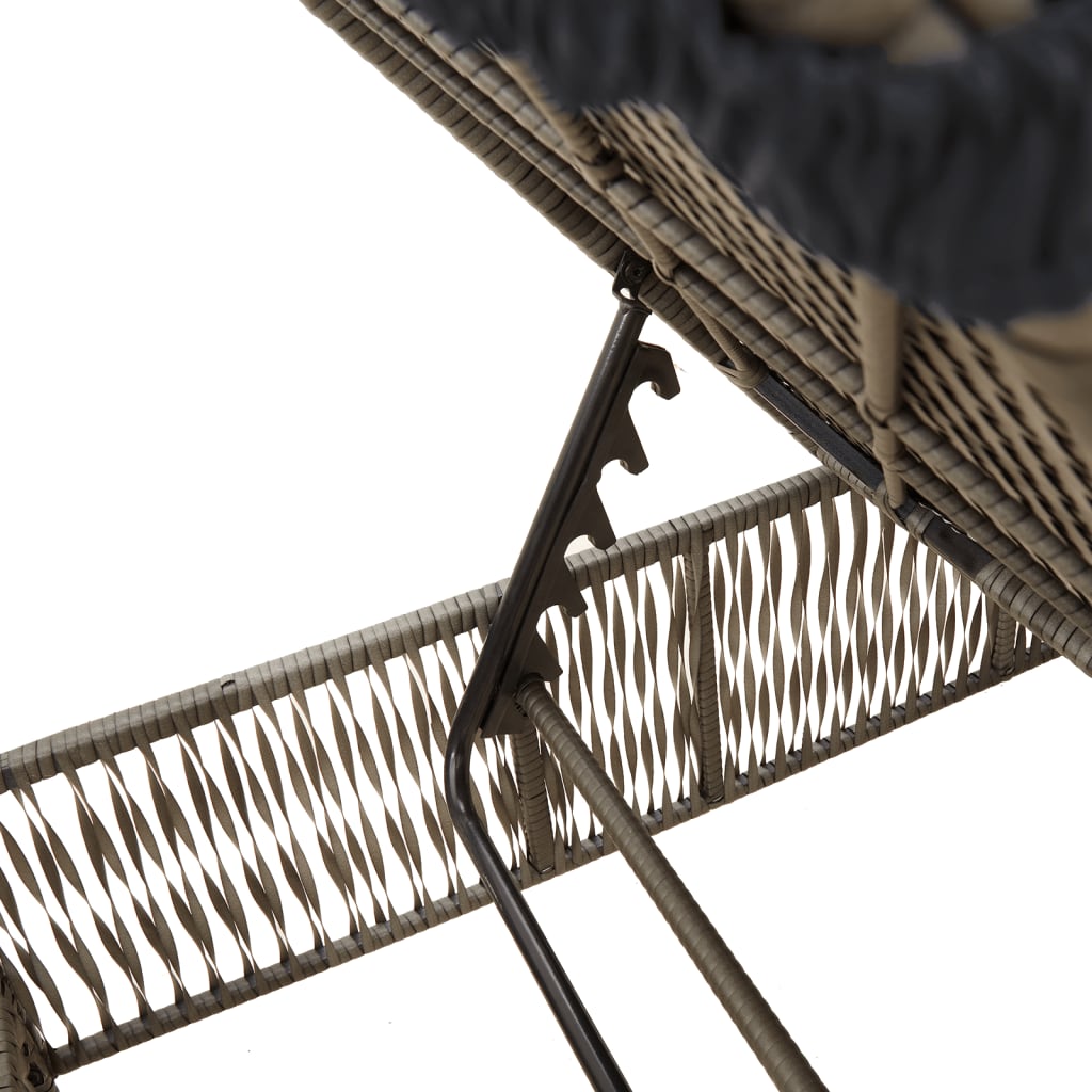 Lettini Prendisole 2 pz con Cuscini Grigio in Polyrattan - homemem39