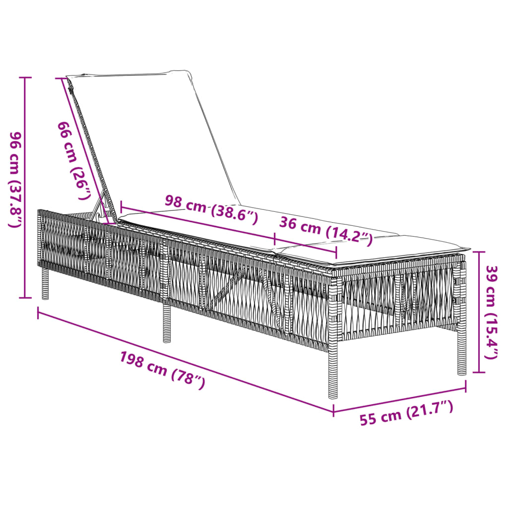 Lettini Prendisole 2 pz con Cuscini Grigio in Polyrattan - homemem39