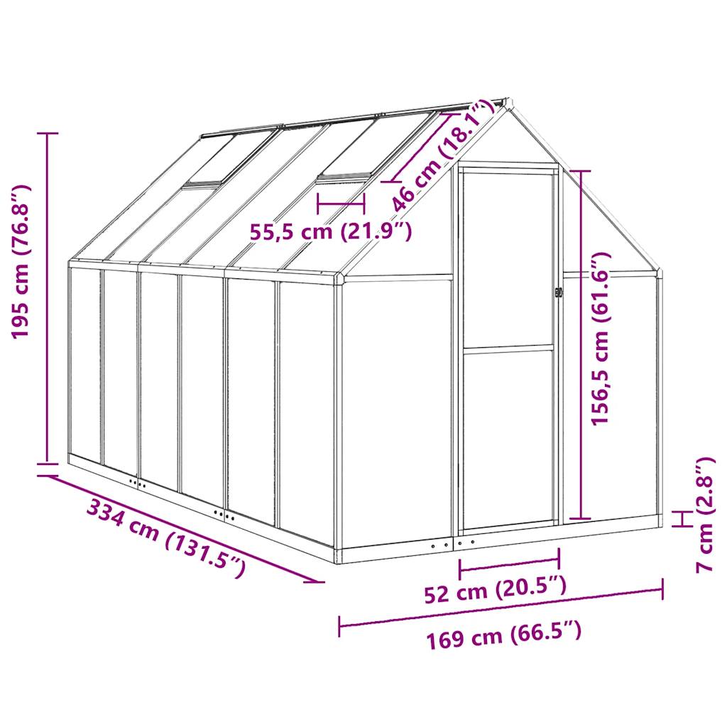 Telaio Serra con Base Argento 334x169x195 cm in Alluminio - homemem39