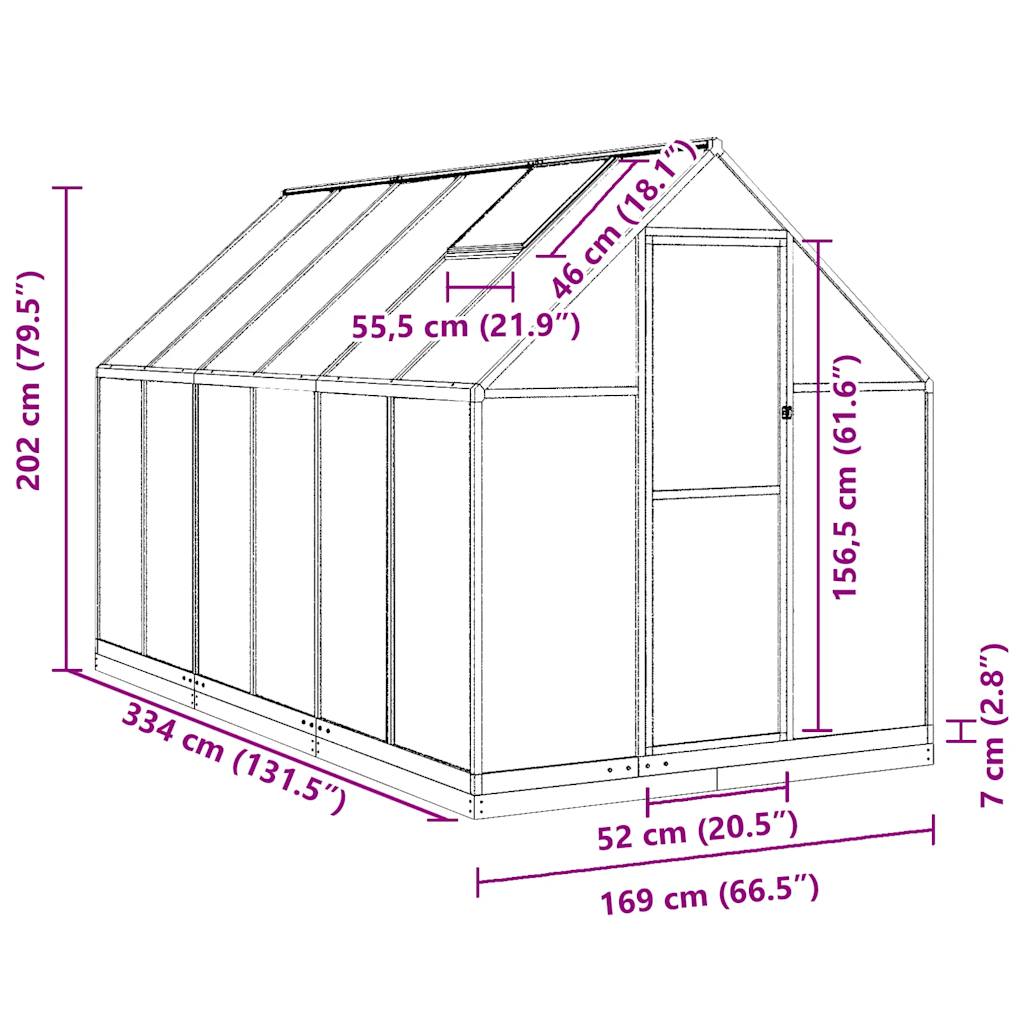 Telaio Serra con Base Antracite 334x169x202 cm in Alluminio - homemem39