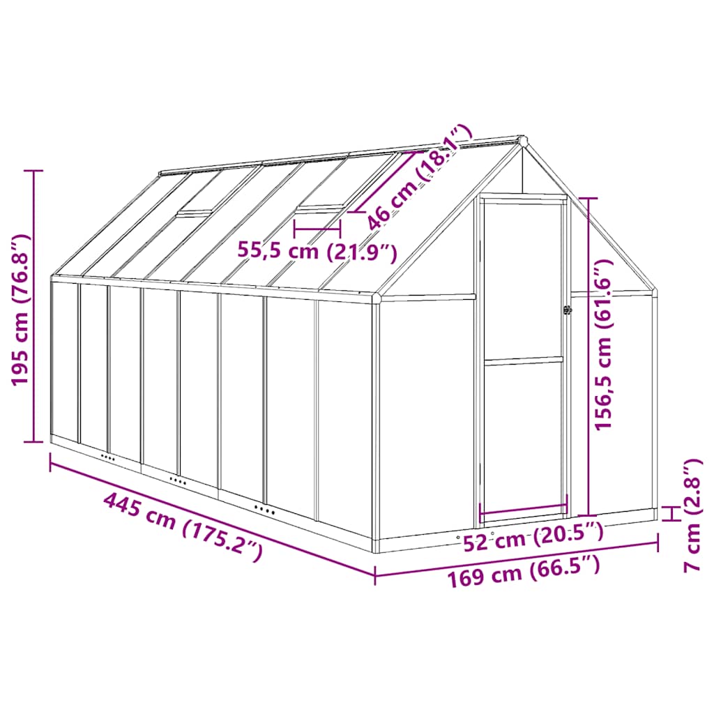 Telaio Serra con Base Argento 445x169x195 cm in Alluminio - homemem39