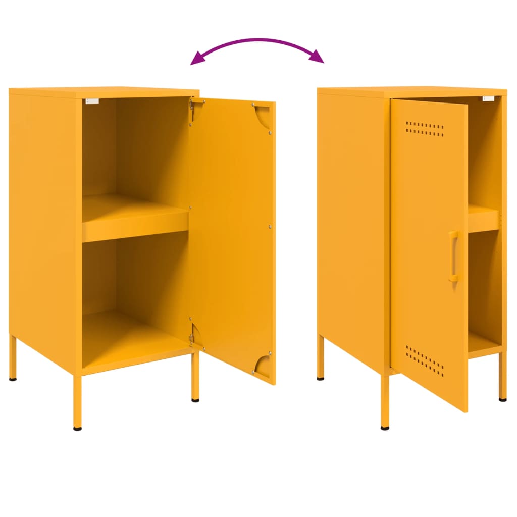 Credenze 2 pz Giallo Senape 36x39x79 cm in Acciaio