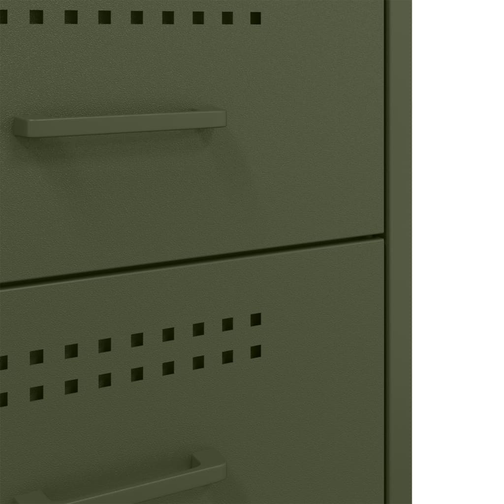 Comodino Verde Oliva 36x39x68 cm in Acciaio - homemem39