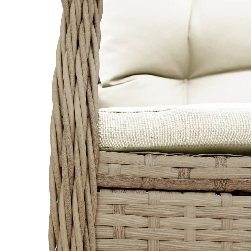 Set da Pranzo da Giardino 7 pz con Cuscini Beige in Polyrattan