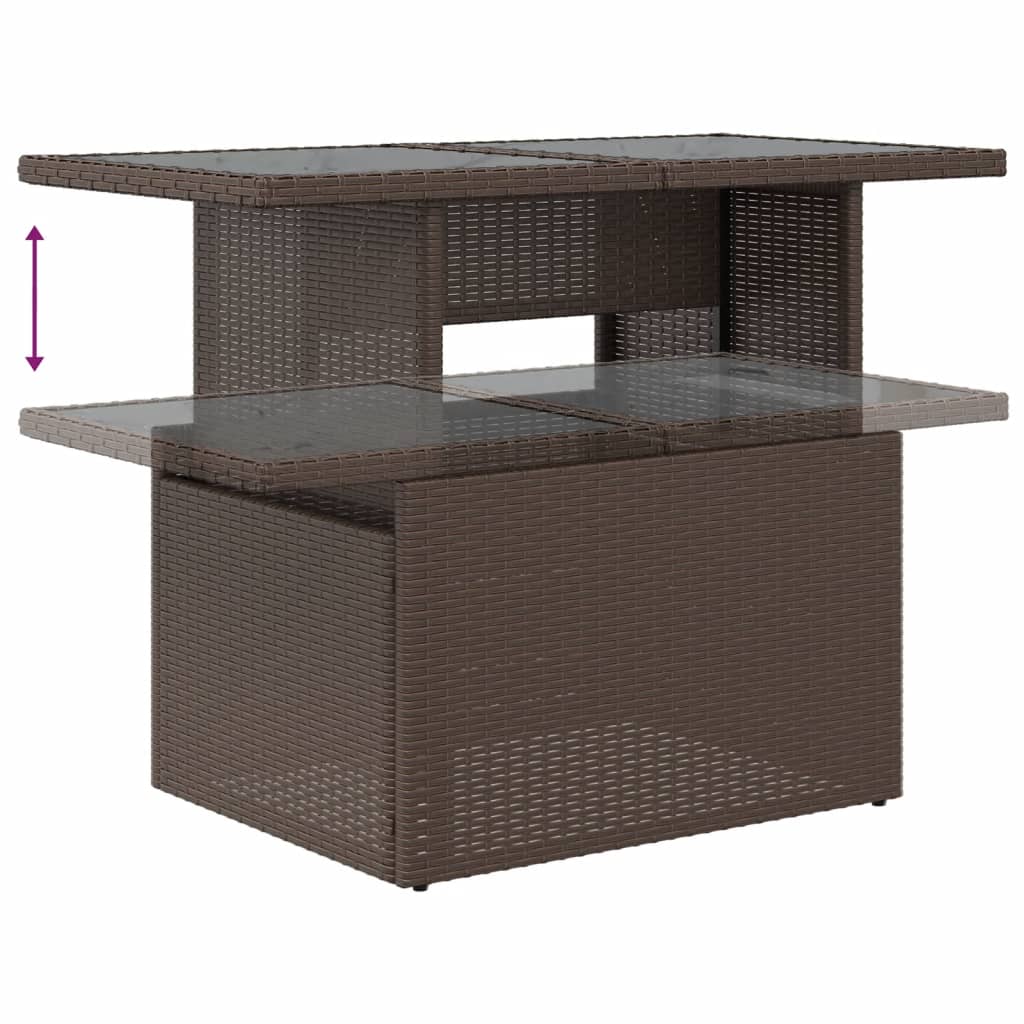 Set Divani da Giardino 10 pz con Cuscini Marrone in Polyrattan