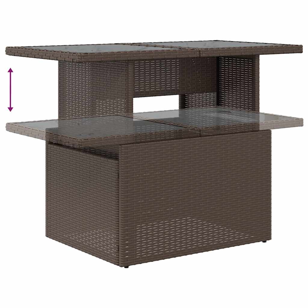 Set Divani da Giardino 9 pz con Cuscini Marrone in Polyrattan