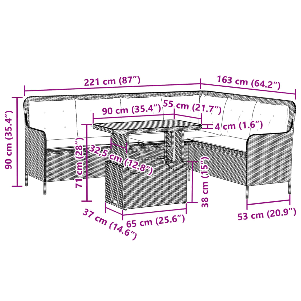 Set Divano da Giardino 2 pz con Cuscini Grigio in Polyrattan | homemem39