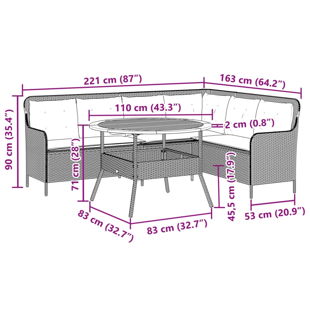 Set Divani da Giardino 2 pz con Cuscini Beige in Polyrattan | homemem39