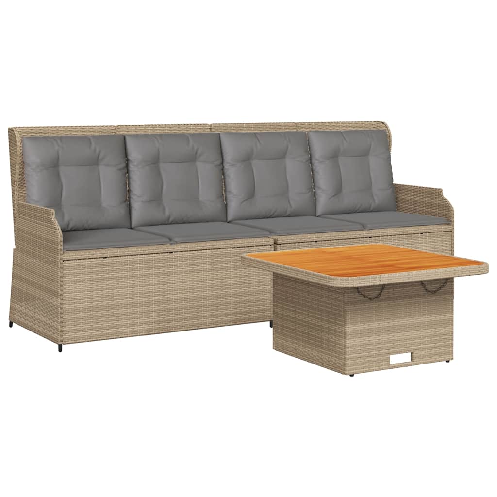 Set Divani da Giardino 3 pz con Cuscini in Polyrattan Beige