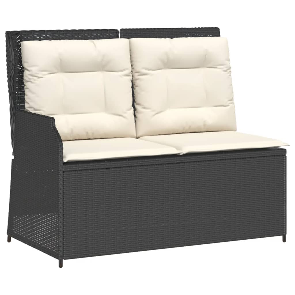 Set Divani da Giardino 4 pz con Cuscini Nero in Polyrattan