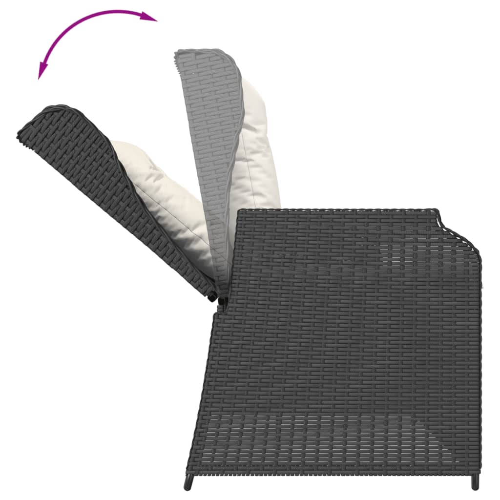 Set Divani da Giardino 4 pz con Cuscini Nero in Polyrattan