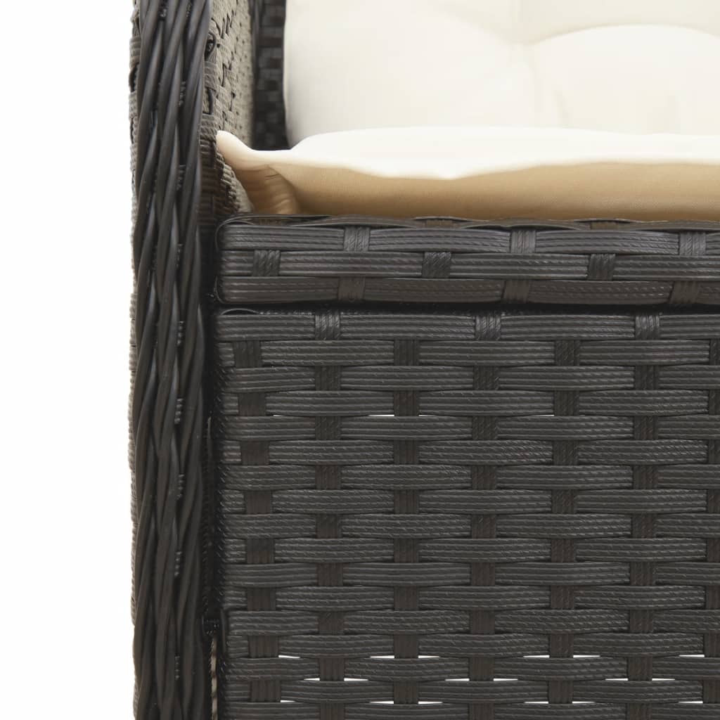 Set Divani da Giardino 4 pz con Cuscini Nero in Polyrattan