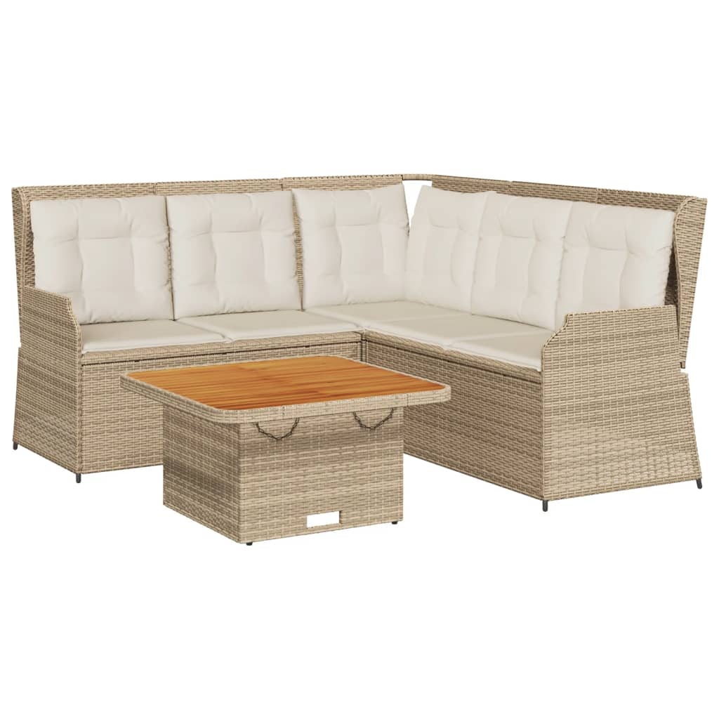 Set Divani da Giardino 4 pz con Cuscini in Polyrattan Beige